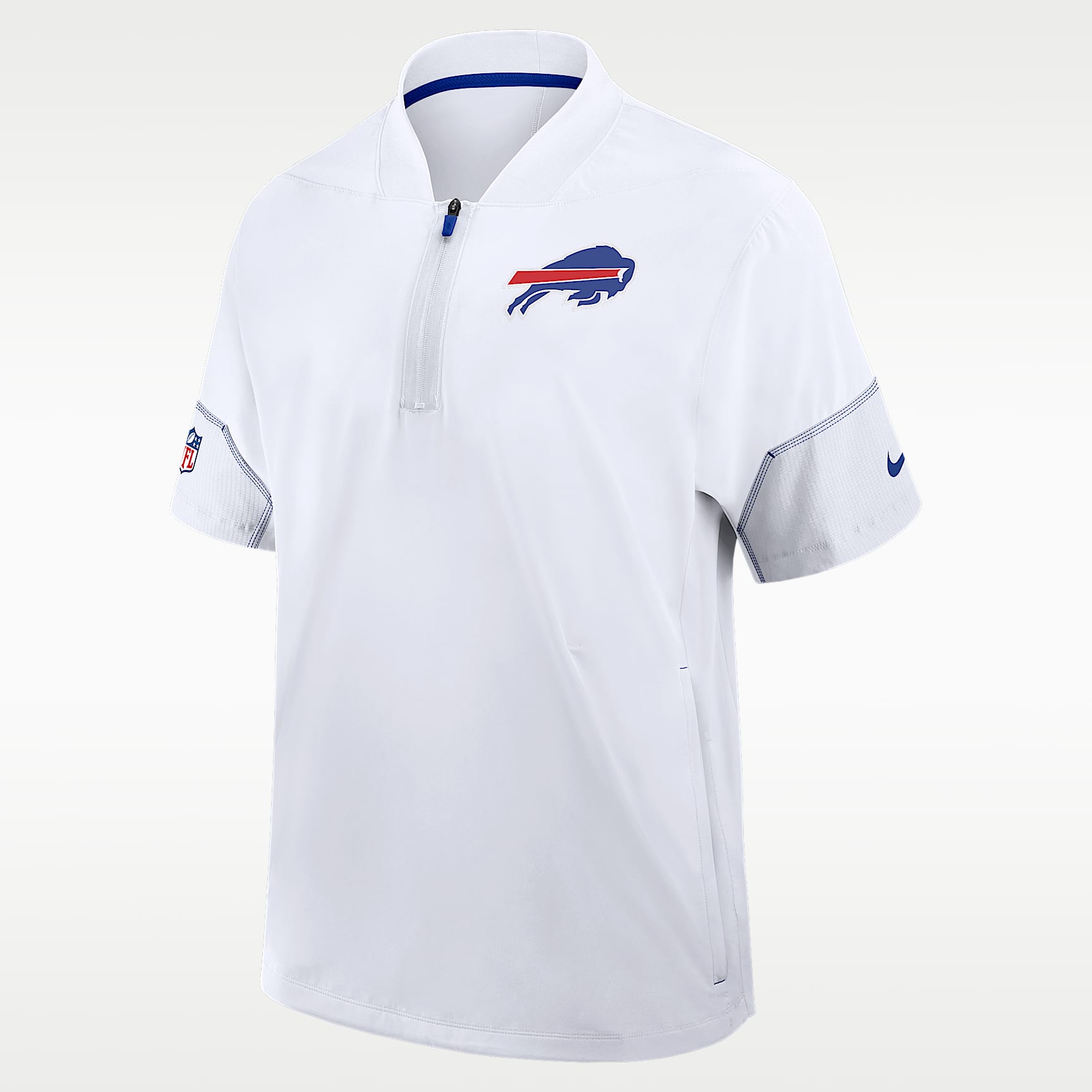 On Court-T White | Indigo 全仏 シェルトン M サイズ Buffalo Bills Sideline Coach Men's Nike NFL 1/2-Zip Short-Sleeve
